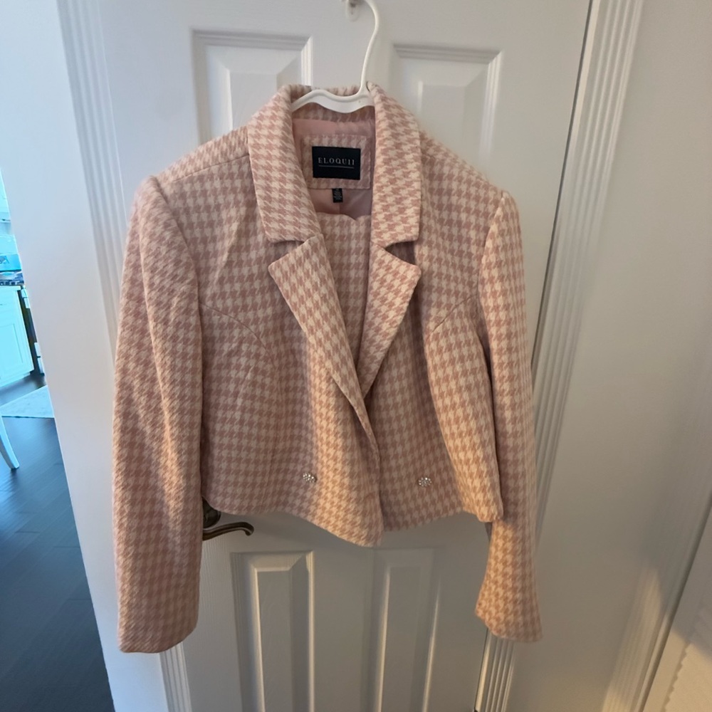 Eloquii Pink Houndstooth Women's Jacket